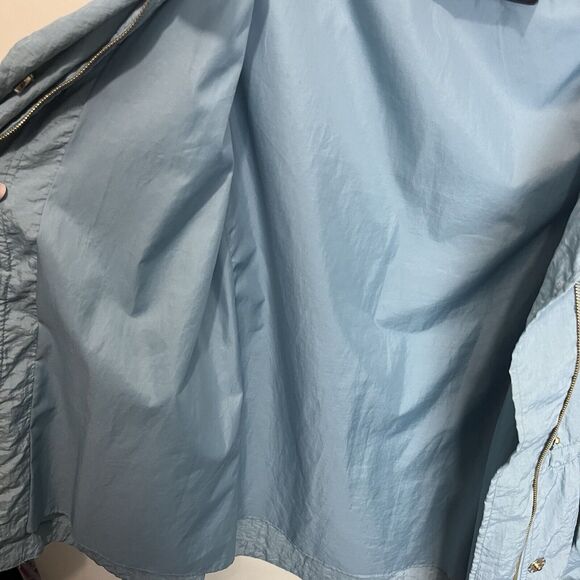 The Fillmore Anorak Blue Shimmery Jacket Windbreaker Raincoat Hooded Gold Detail - Picture 9 of 12